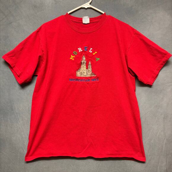 Vintage Yazbek Morelia Michoacan Mexico Shirt Embroidered Scenery Men's Large - Picture 2 of 8